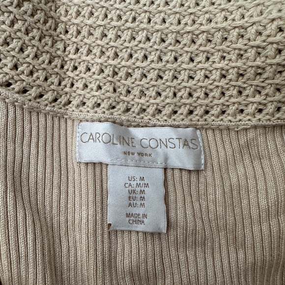 Caroline constas ribbed knit crochet collar midi dress - Picture 4 of 5